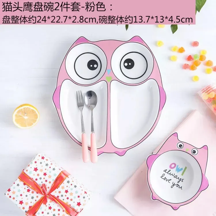 Set AYC сова мультфильм детские блюда керамические подсетки тарелки детский набор тарелок - Цвет: Set