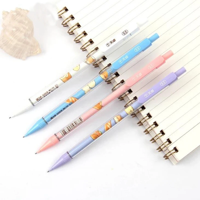 

4 Pcs/set Kawaii 0.5mm/0.7mm Bread Dog Cat Press Mechanical Pencils Writing School Office Student Stationery Automatic Pencil