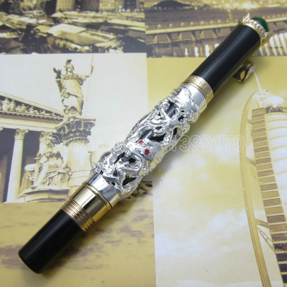 Jinhao H600 дракон король играть жемчуг роллер ручка красивая ретро культура металлическая подарочная ручка с ручкой сумка