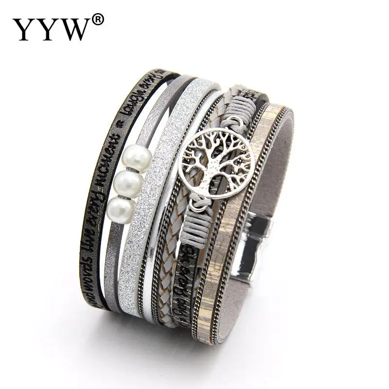 Женский кожаный браслет Pulseras Mujer Tree Of Life широкий обруча в богемном стиле 2019 |
