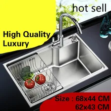 Высокое качество, кухонная посуда, одиночная кормушка, раковина vogue 304, нержавеющая сталь,, 68x44/62x43 см