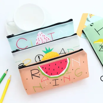 

Cute Fruit Silicone Pencil Case Pen Box Etui Kawai Watermelon Pineapple Pencil Bag For Kids Korean Stationery School Supplies