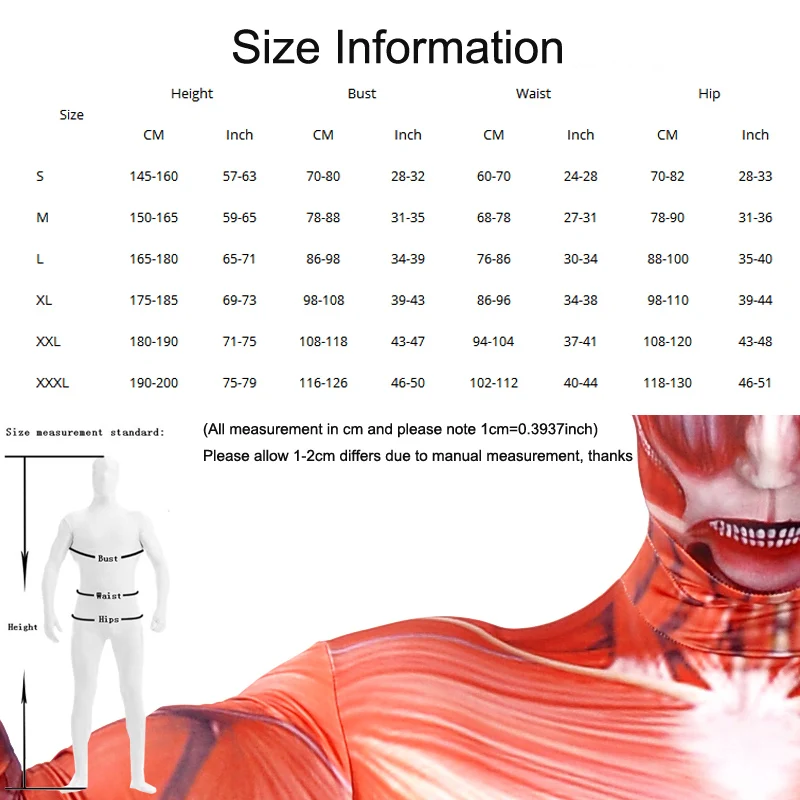 Coshome Attack On Titan Cosplay Costumes Shingeki No Kyojin Halloween Party Muscle Jumpsuit Lycra Zentai Adult Bodysuit (1)