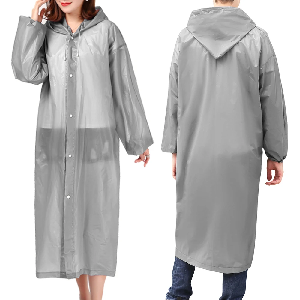 

HOOMIN 5 Colors Rain Cover EVA Elastic Cuffs Transparent Raincoat Outdoor Travel Women Men Hooded Ponchos Camping Waterproof