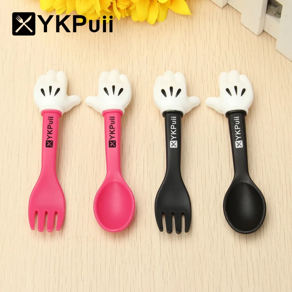 Ykpuii Food Grade PP Kartun Bayi Makan Sendok Garpu Bayi Sendok
