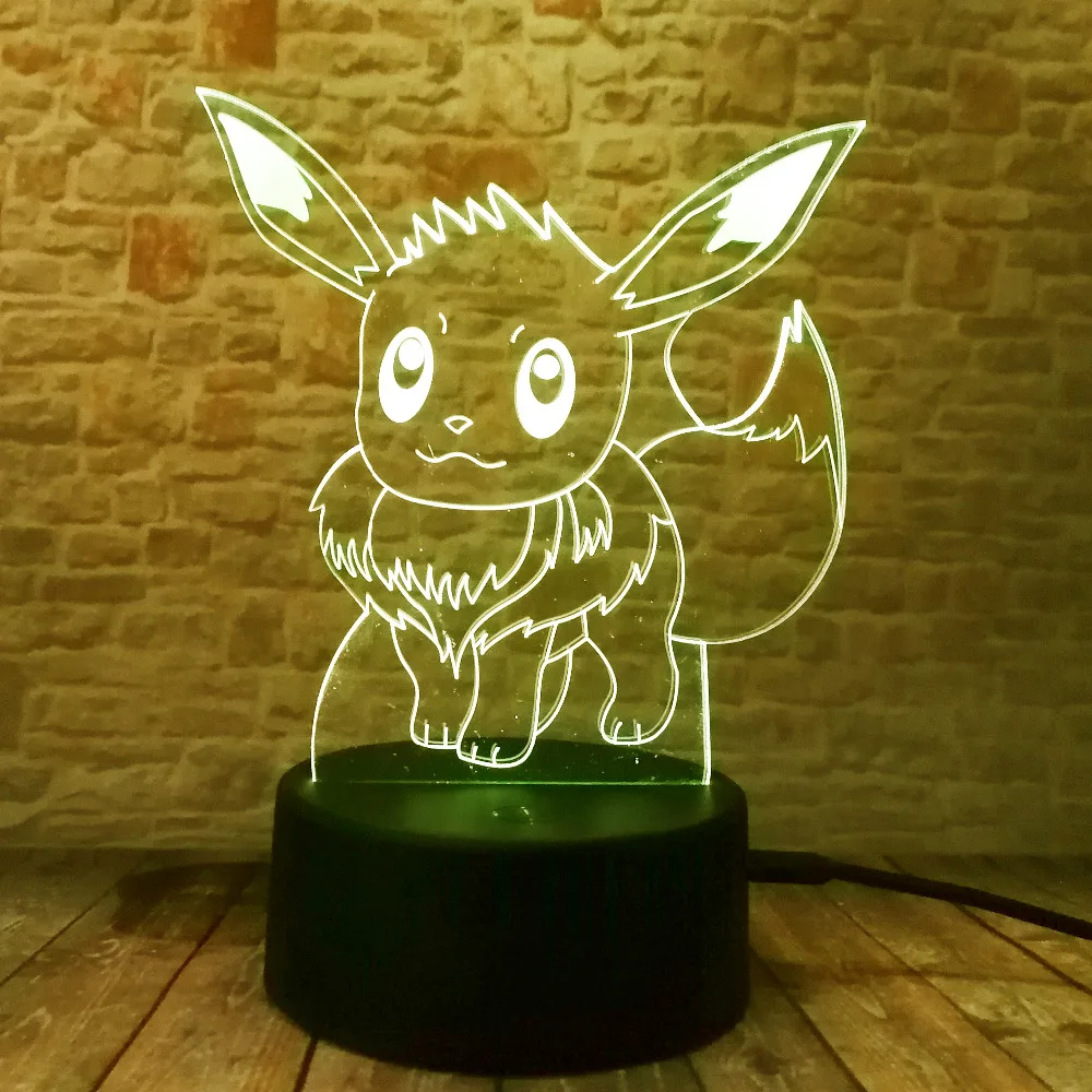 Новая мода Pokemon Go Pikachu Evee 3D ночник экшн игрушка светодиодная 7 цветов детский