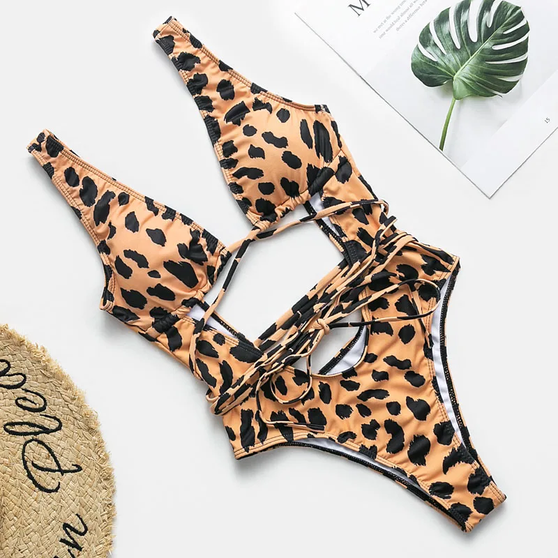 Bikinx Brazilian leopard bikini new monokini string sexy swimsuit one piece High cut push up swimwear women bodysuit bather