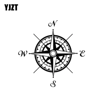 

YJZT 16CM*16CM Decal Compass Cardinal Points Orientation Landmark Vinyl Car Stickers Black Silver C10-01175