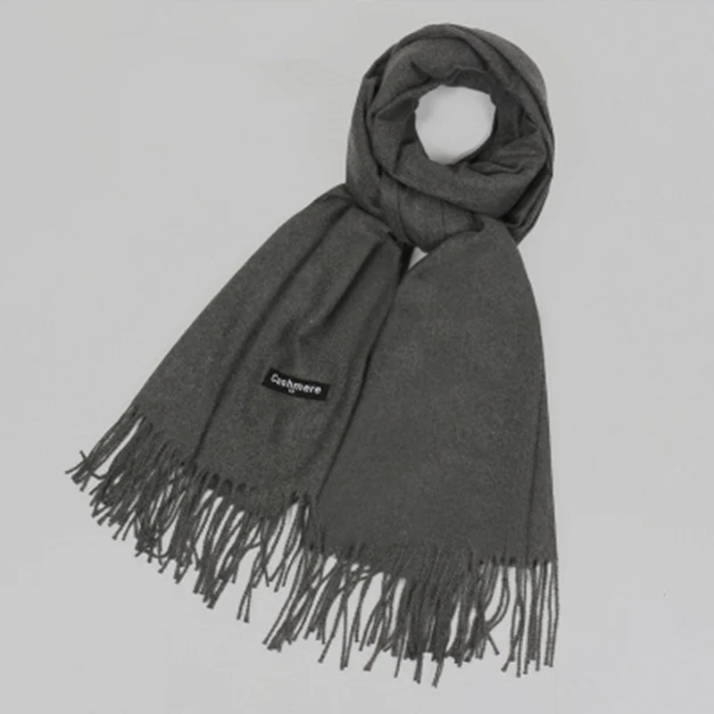 Модный женский шарф 70 см* 200 см, кашемировый шарф высокого качества, Женская однотонная большая накидка, шаль, гладкие мягкие теплые зимние шарфы - Цвет: Dark Gray