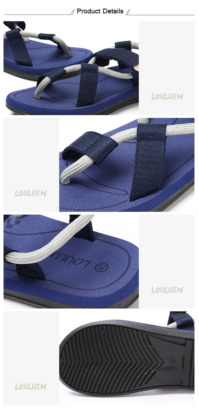 LOULUEN Brand Men's Sandals Summer Boy Sandals Vietnamese Sandals Outdoor Couples Personality Tide Beach Flip-Flops Men Slippers (10)