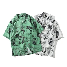 Рубашки с коротким рукавом, летние пляжные Гавайские рубашки с принтом, мужские уличные футболки с цветочным принтом в стиле хип-хоп Харадзюку, повседневные футболки для мужчин