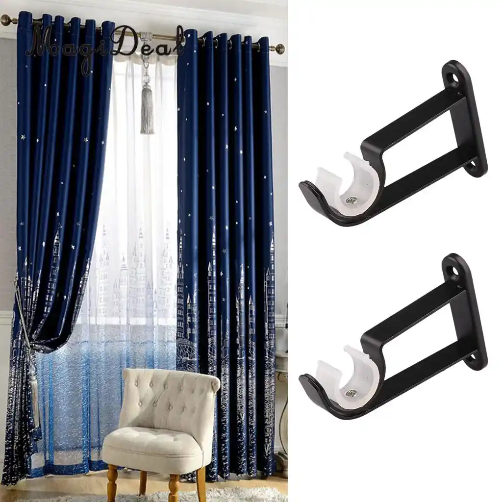 soportes de poste para cortina de ventana de hierro soportes de pared bronce negro 1 par