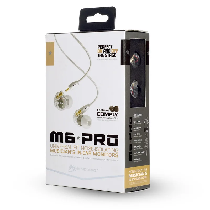 

MEE Audio M6 PRO Noise Isolating Music In Ear Headsets Black/White Universal Fit Wired Earphones With Retail PK SE215 SE535