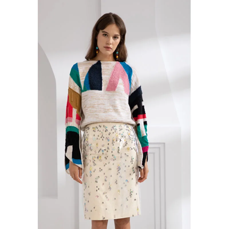 

Fashion letter temperament sweater 2019 autumn and winter new women's runway sweater pullover