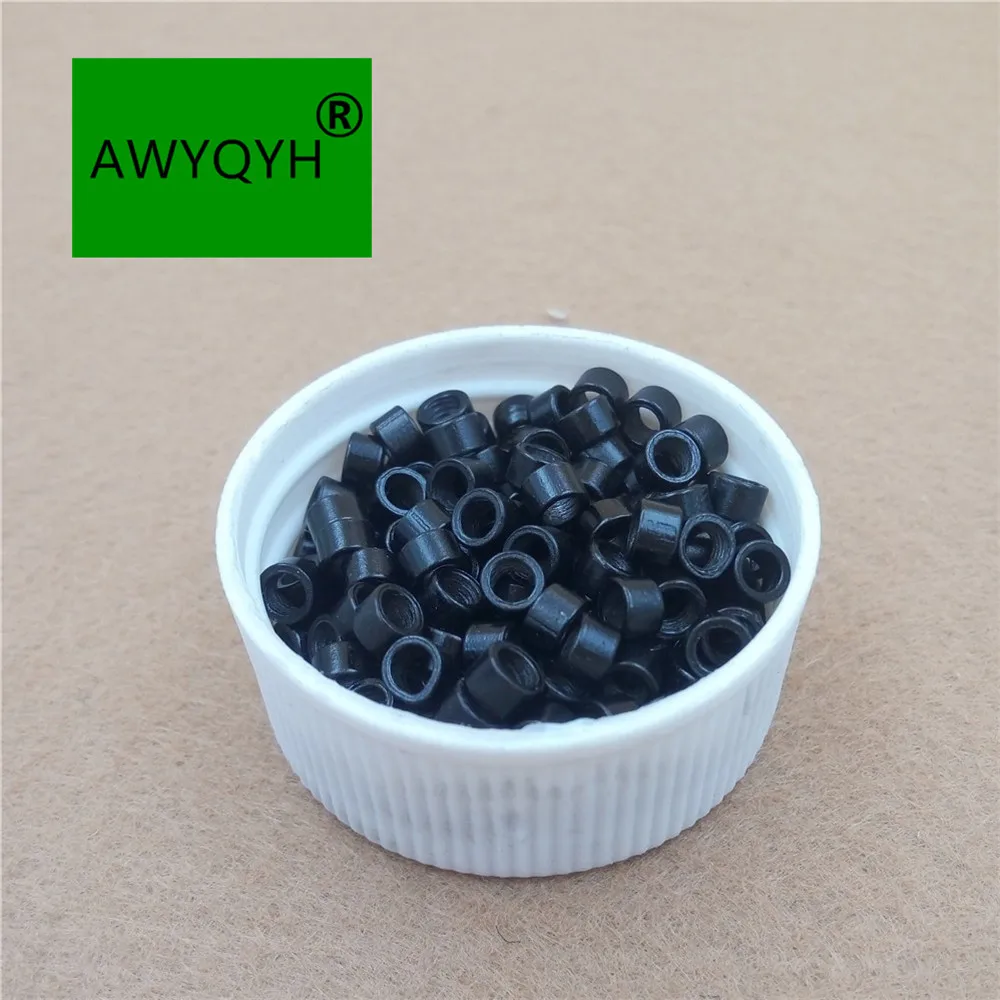 

10000pcs 4mm 4.0mm Aluminium Hair Extension Micro rings Microlinks Beads Links with Screws 1# black