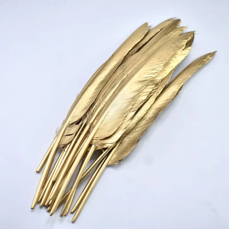 

Wholesale Gold Goose Feathers for craft natural feather for jewelry making DIY carnival headress wedding Party decoration Plumes