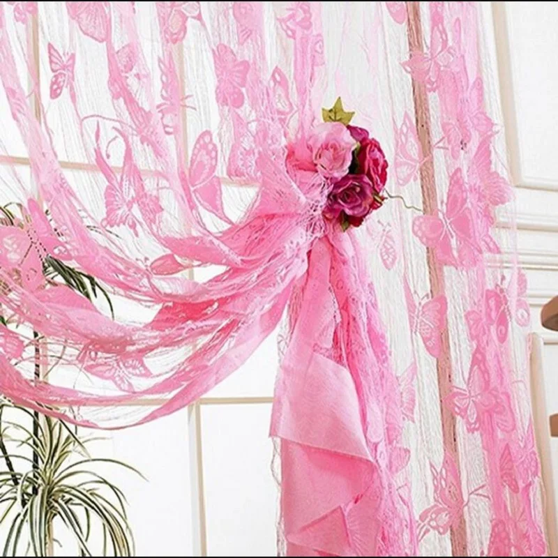 Короткие тюлевые занавески на окна с бабочкой Размеры 100 см * 200 см|curtain design|designer