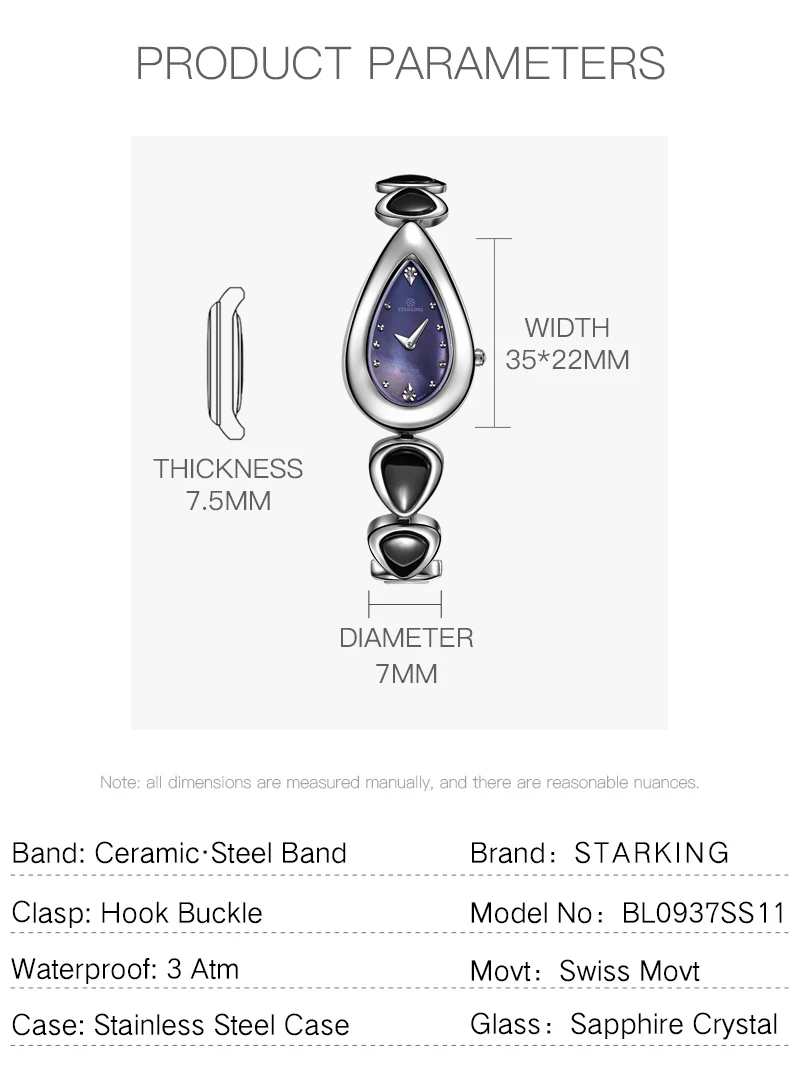 Брендовые кварцевые часы STARKING Relogio Feminino, модные женские наручные часы из нержавеющей стали с кристаллами, керамические швейцарские часы-браслет Movt