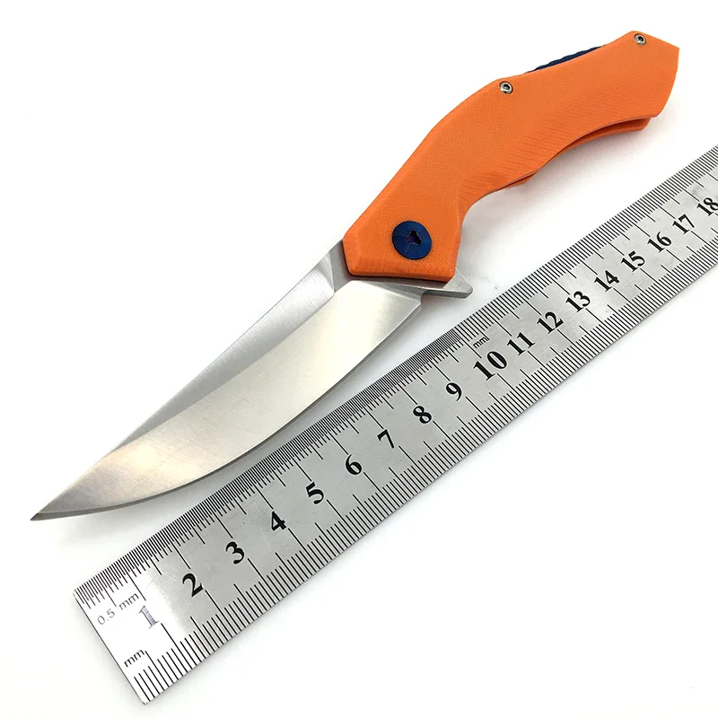 WTT Pocket Folding Survival Knife D2 Blade G10 Handle Tactical Hunting Outdoor Camping Knives Ball Bearing EDC Tools Blue Moon