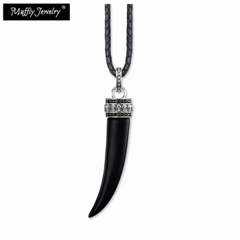 

Tiger Tooth Leather Necklace,Thomas Style Glam Fashion Good Jewelry For Women,2017 Ts Gift In 925 Sterling Silver,Super Deals