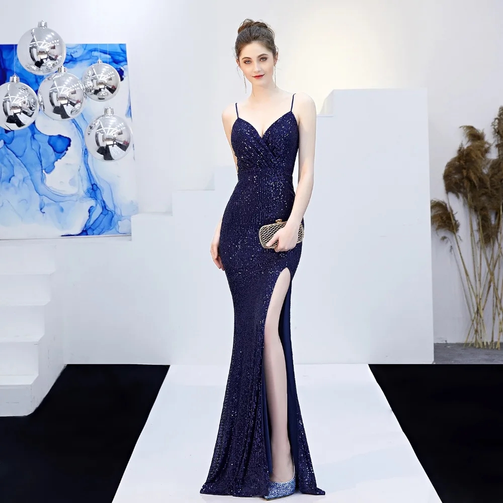 Party brilliant dresses 2019 dresses in sequins V-Neck Sexy Noble open back everyday Night Club Wear Maxi elegant ladies wear (13)