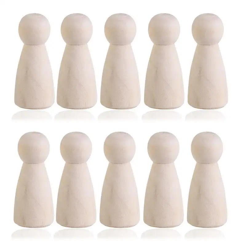 

10pcs DIY Plain Blank Wooden Peg Dolls Bride Figures Wedding Cake Toppers