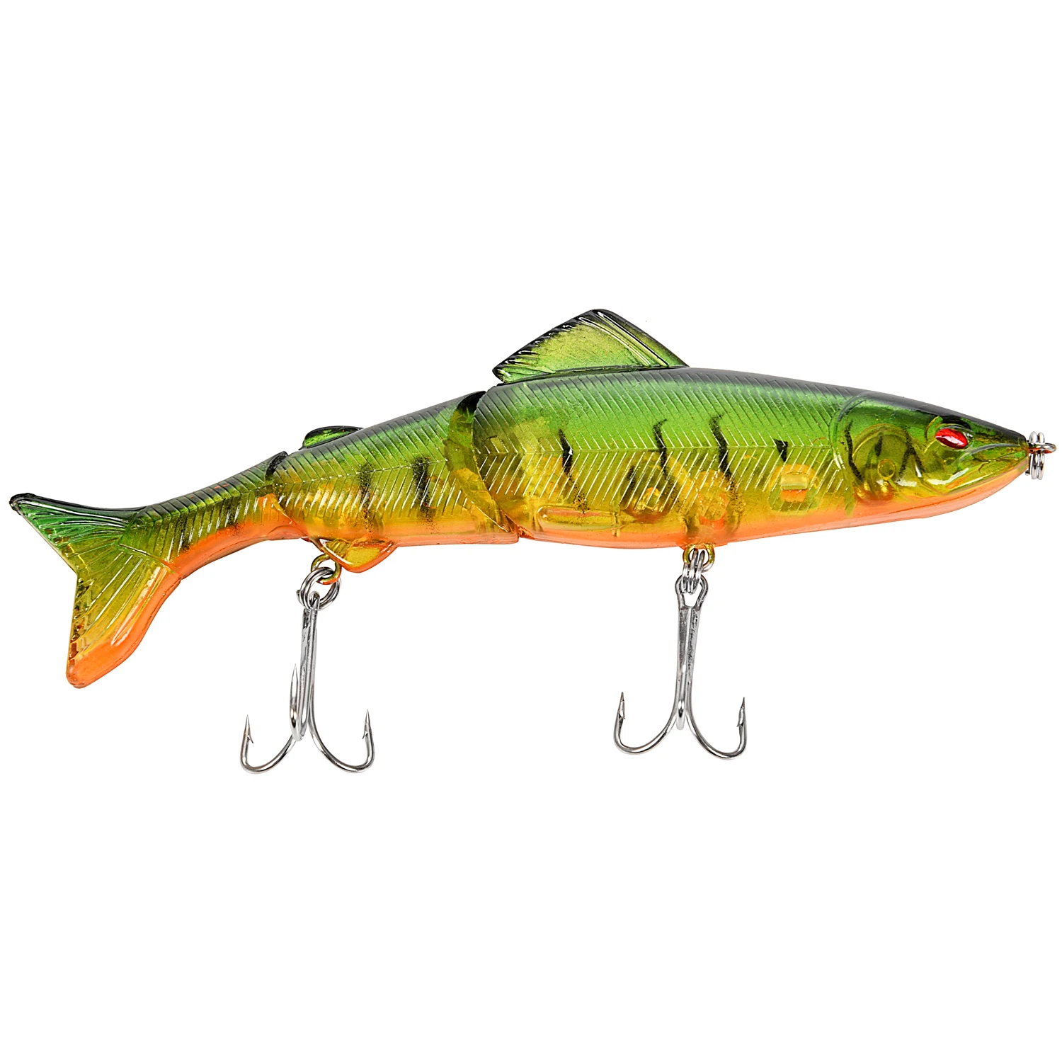  HENG JIA 13cm Multi-joint swim fishing temptation Crank bait fake bait fishing hook Green+black