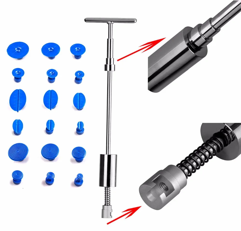 

PDR Tools Slider Hammer Dent Puller Kit Suction Cups Glue Tabs Paintless Dent Repair Auto Repair Tool Kit Ferramentas 19 pcs/set