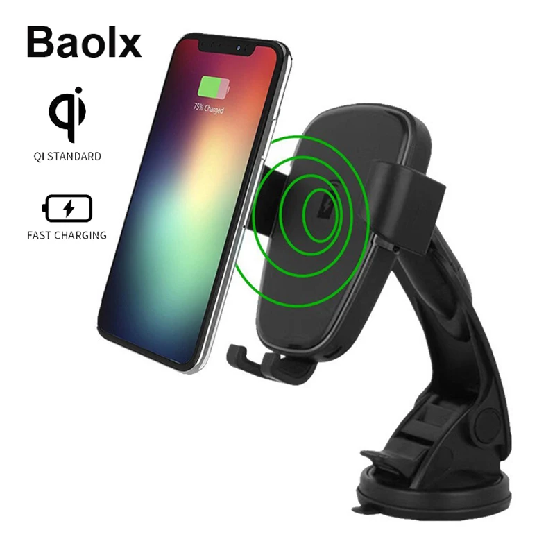  Car Mount Qi Wireless Charger For iPhone X 8 Plus Quick Charge Fast Wireless Charging Car Phone Hol