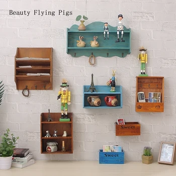 

Direct selling restaurant wall shelf wall hanging wall wall storage simple rack wood lattice wall decoration creative shelf