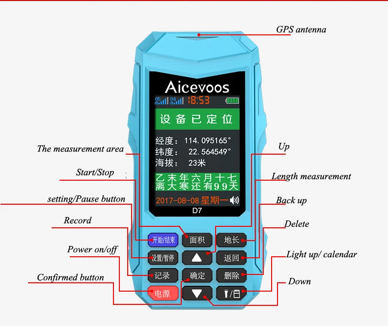 Портативный gps измеритель площади Земли высокоточное gps оборудование для съемки использования для сельскохозяйственных геодезий и картографирования области измерительные инструменты D7