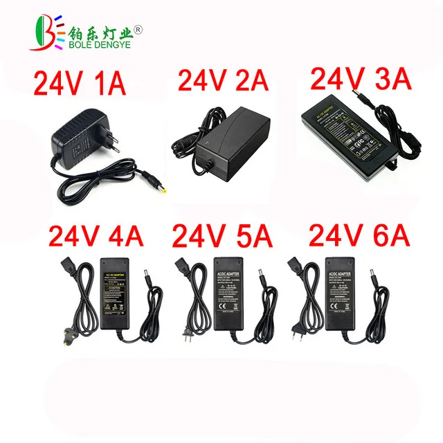 

24V Transformer AC 100/240V to 24V 1A 2A 3A 4A 5A 6A Power Supply EU US Adapter For 24V 5050 3528 Led Strip Lamp