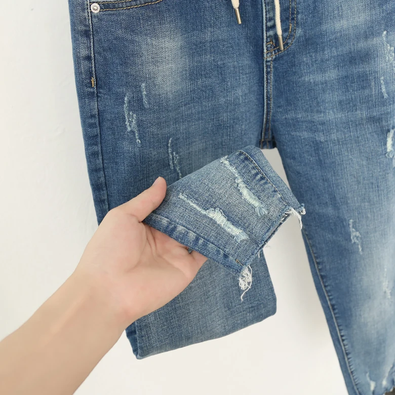 Джинсы бойфренда с высокой талией женские модные джинсы женские джинсы длиной до щиколотки джинсы Повседневный рваный джинсы Большие размеры 5XL