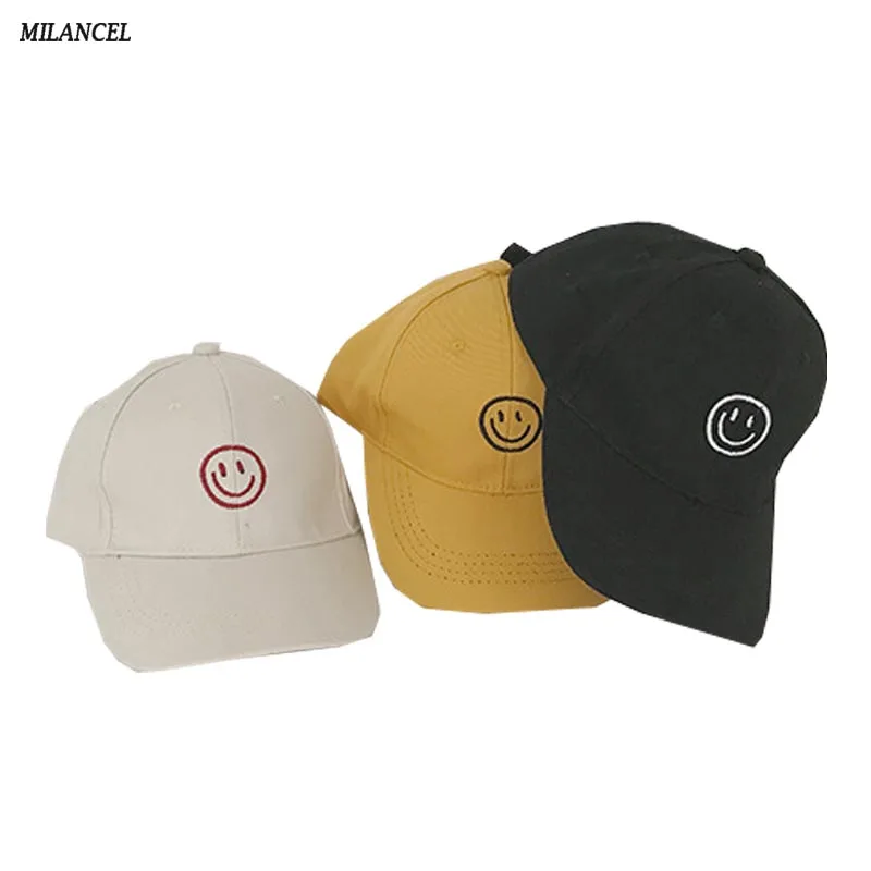 

MILANCEL Kids Baseball Caps Smile Face Girls Caps Spring Sun Hat Cotton Sports Style Boys Caps Adjustable Caps for Girl