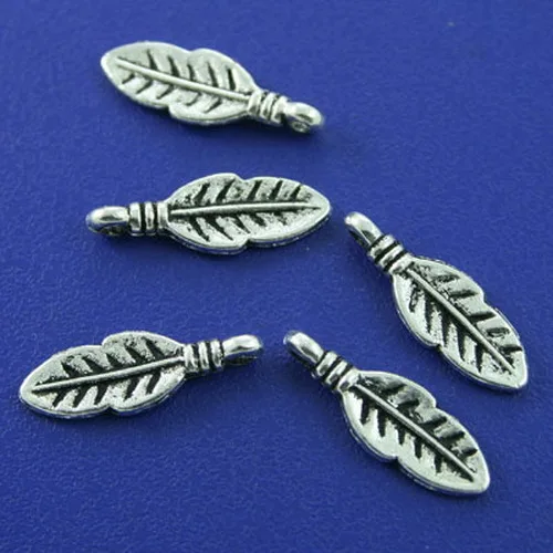 100 шт в темноте серебристого цвета двухсторонние Подвески H0780|leaf charm|charm charmsilver leaf