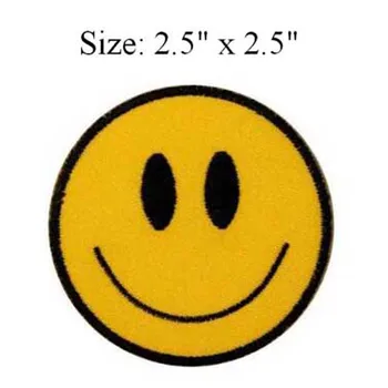 

2.5" x 2.5" 10PCS Smiley Happy Smile Face Embroidered Iron On Badge Applique Patch Kalan
