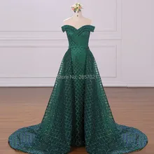 Зеленые Длинные Сексуальные вечерние платья Русалочки со съемным шлейфом без рукавов уникальная ткань с блестками платья для выпускного вечера