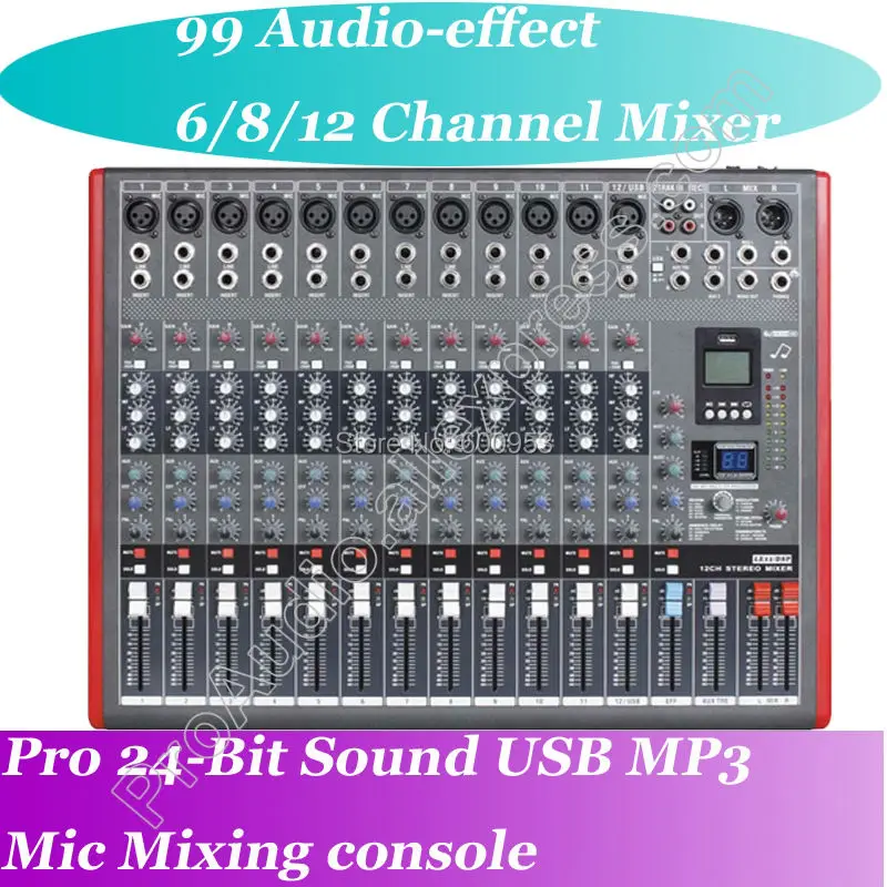 

MICWL Pro 12 Channel Microphone Mixing Console with 99 Audio effect 24-Bit USB Studio Processor Ideal Mixer for Stage