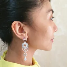 Амфибола круглая пряжка круг серьги чистые ремесленные навыки полная дрель AAA циркон, 478 камень зерна ALW1869