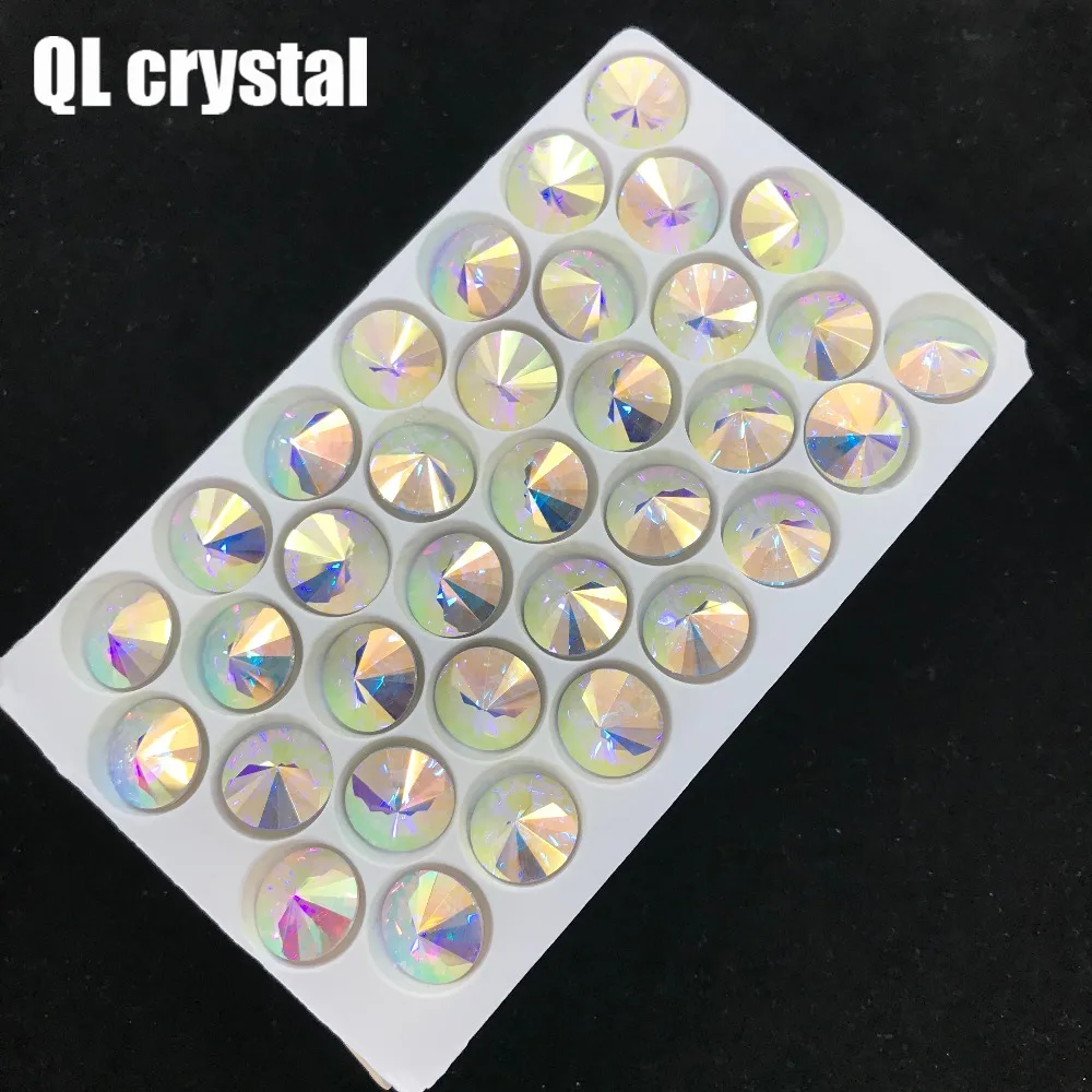 Wholesale All Sizes Colors AB Round Rivoli glue on Rhinestone pointback Glass Crystal Sew-on Stone for DIY clothes material | Дом и сад