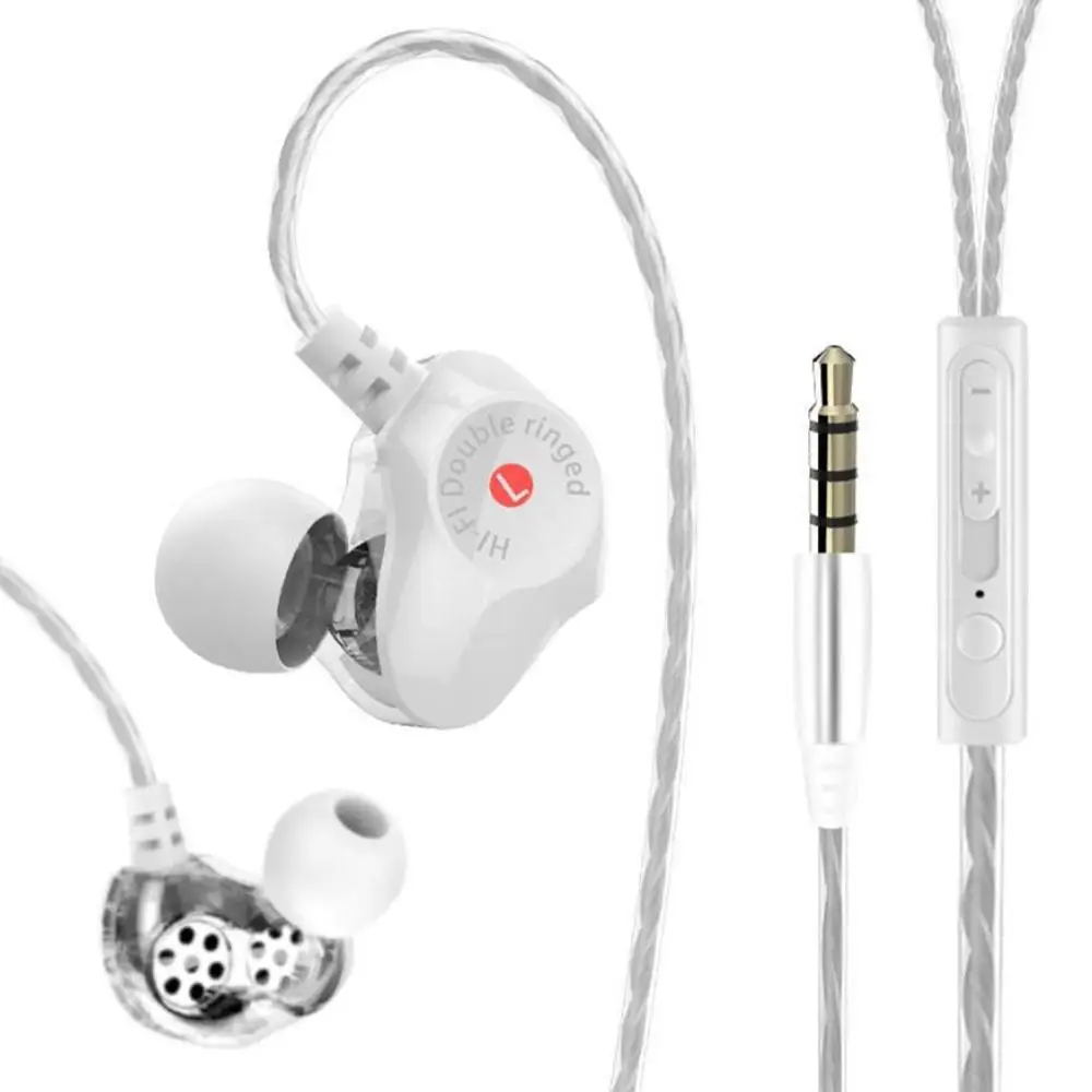 

3.5mm In-ear Quad-core Dual Coils Heavy Subwoofer Mobile Phone Ear Bud Game Sport Earphones For iphone Samsung Huawei Xiaomi MP3