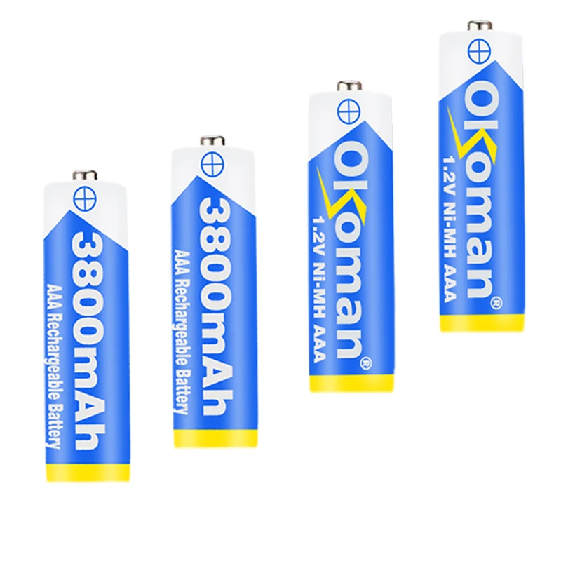 Okoman Новая батарея AAA 3800 mAh перезаряжаемая Ni MH 1 2 V для часов мышей вычислений