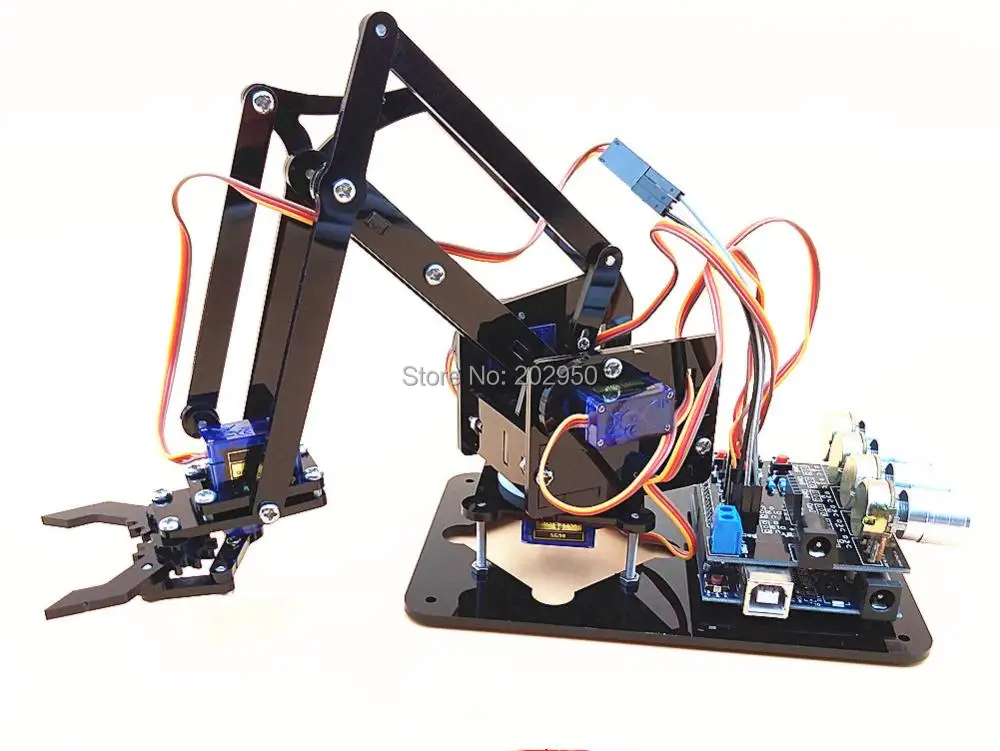 

1set Acrylic Mechanics Handle Robot 4 DOF Arm Created Learning Kit 4DOF DIY Robot Arm Robot Claw Learn Kit For Arduino
