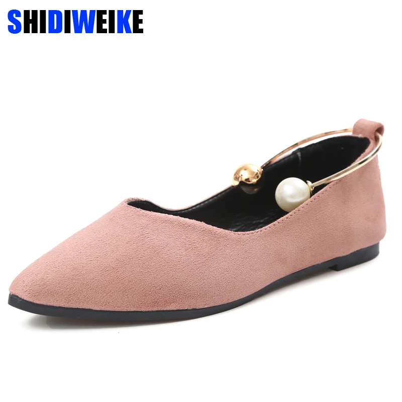 

2019 New Women Suede Flats shoes Fashion Basic Pointy Toe Ballerina Ballet Flat Slip On women Shoes M841