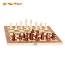 New Hot Folable Children Teaching 3 In 1 Checkerboard Wooden Puzzle Chess Sets Wood Chess Pieces Checkers Backgammon Board Games