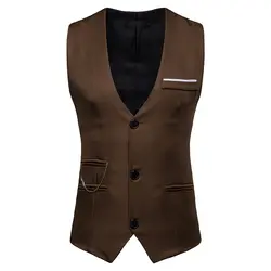 Новое поступление жилеты для Для мужчин Slim Fit Для мужчин s костюм жилет мужской жилет Homme Повседневное рукавов Формальное Бизнес куртка Y1253