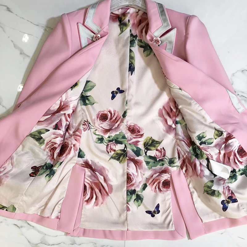 pfe Floral Futter Frauen Herbst Kleidung 2018 Runway Rosa Designer Langarm Winter Kn Outdoor Jacke Mode Mantel b67IfgyYv