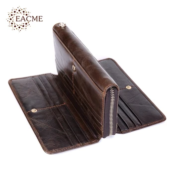 

Men Genuine Leather Wallet Men Long Wallets Zipper Cowhide Stylish Double Buckle Card Holder Original Big Capacity Wholesale