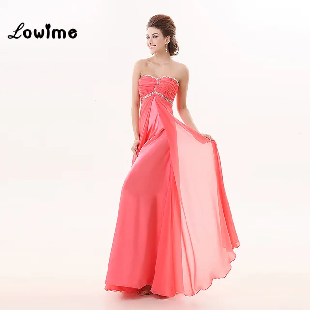 Watermelon Chiffon Prom Dress