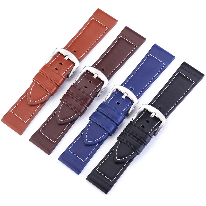 

22mm Watch Band Genuine Leather Straps 18-24mm Watch Accessories High Quality Brown Colors Watchbands 20mm Watch Strap